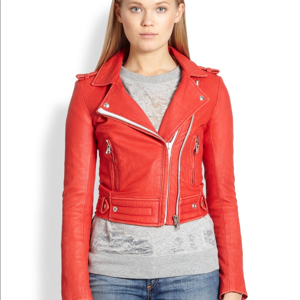 IRO Cropped Leather Moto Jacket
